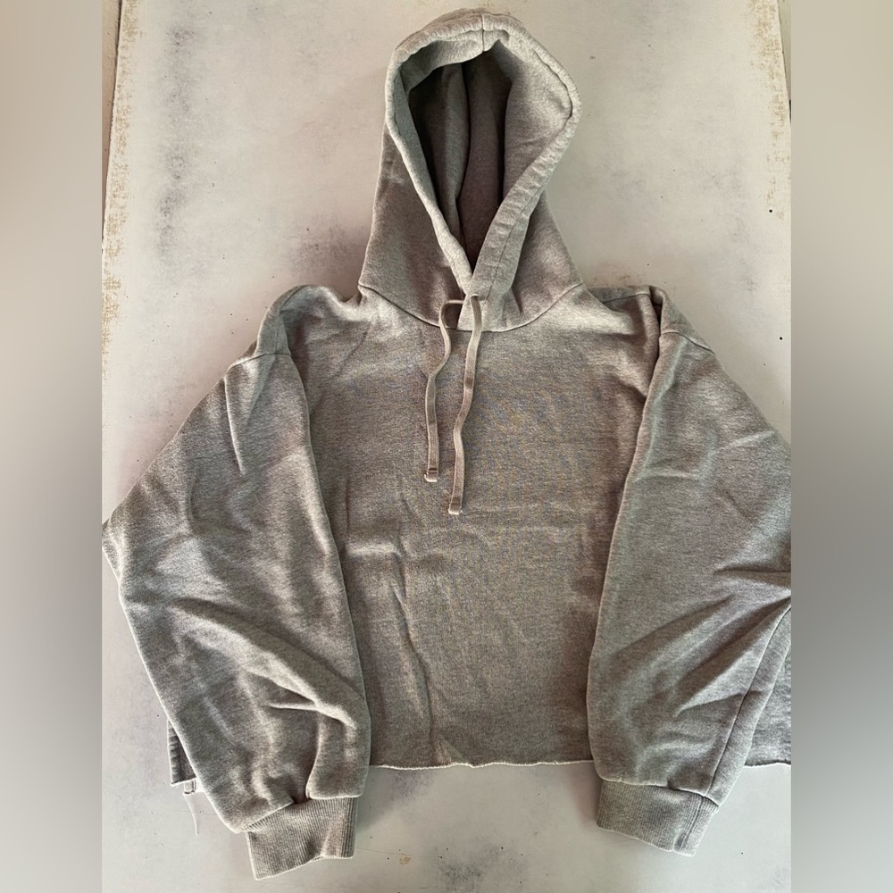 Everlane Grey Cropped Pullover Hoodie